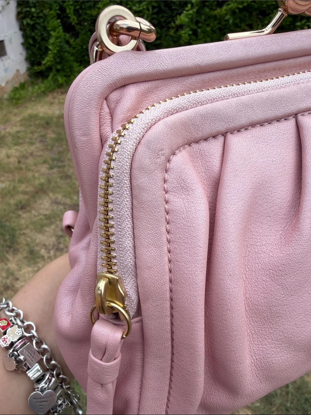 Coach Parker 13621 Pink Pearl Leather Kisslock Shoulder Bag Chain NWT Rare